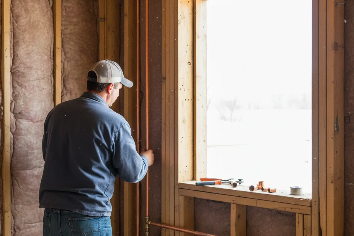 Licensed plumber running new copper supply lines in a Fort Payne home
