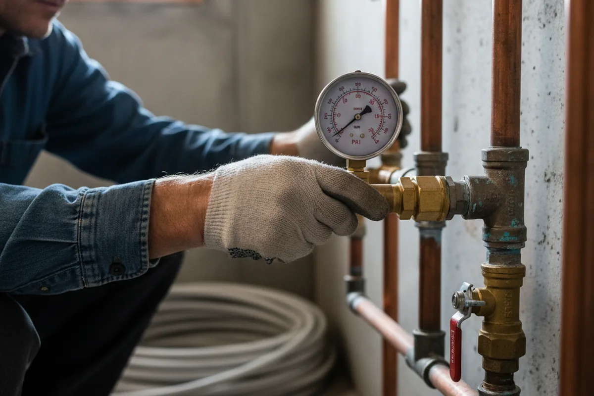 Pressure testing a repaired line during Water Line Repair in Fort Payne